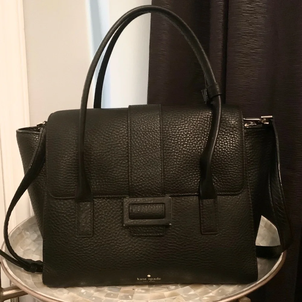 Kate Spade Black Leather Alexa Satchel Carlyle Street - Picture 4 of 8